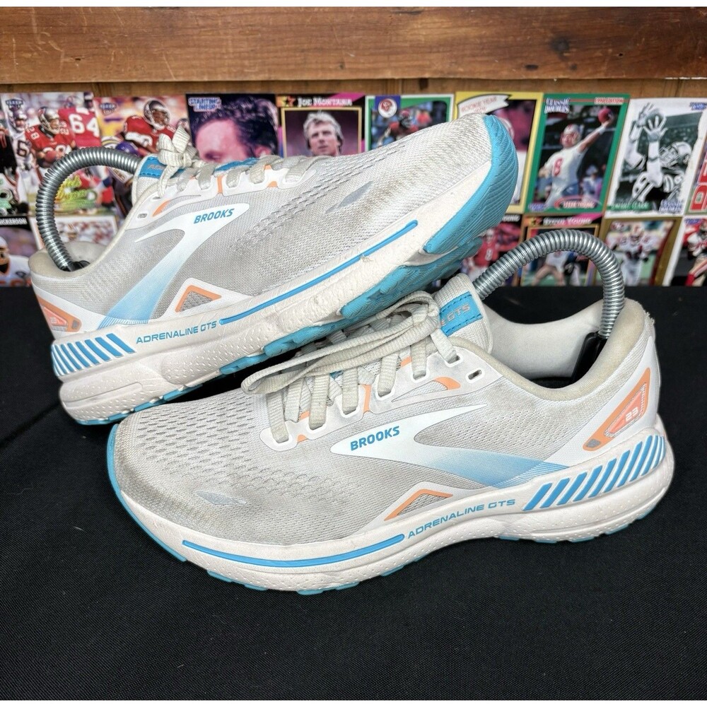 Brooks Adrenaline GTS 23 Running Shoes Women’s 7.5 White Papaya Blue 1203811B152